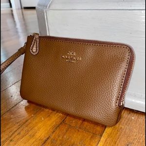 Coach Double zip leather wristlet